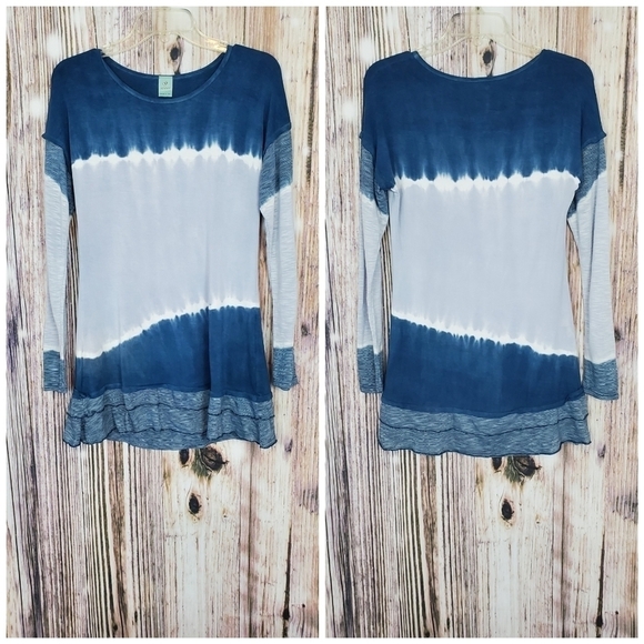 G Scent Tye Dye Long Sleeve Ruffle Hem Tunic - Picture 6 of 7